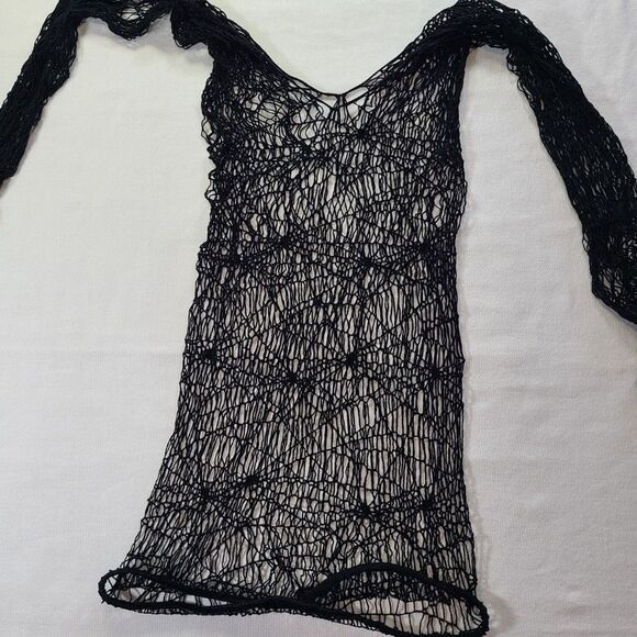 Black Spiderweb Tights Pantyhose Stockings Size Small Gothic Halloween - Picture 4 of 4